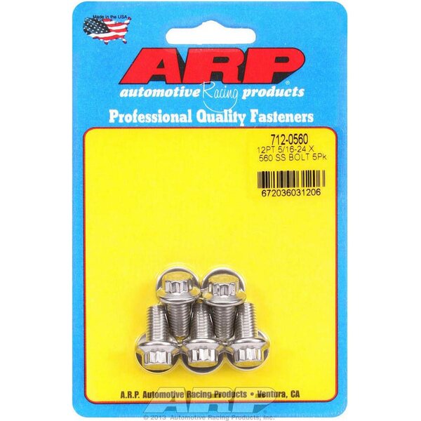 ARP - 712-0560 - S/S Bolt Kit - 12pt. (5) 5/16-24 x .560