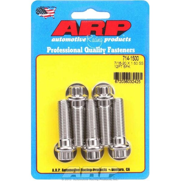 ARP Bolt Kit - SS 12pt 5pk 7/16-20 x 1.500 ARP Bolt Kit - SS 12pt 5pk 7/16-20 x 1.500