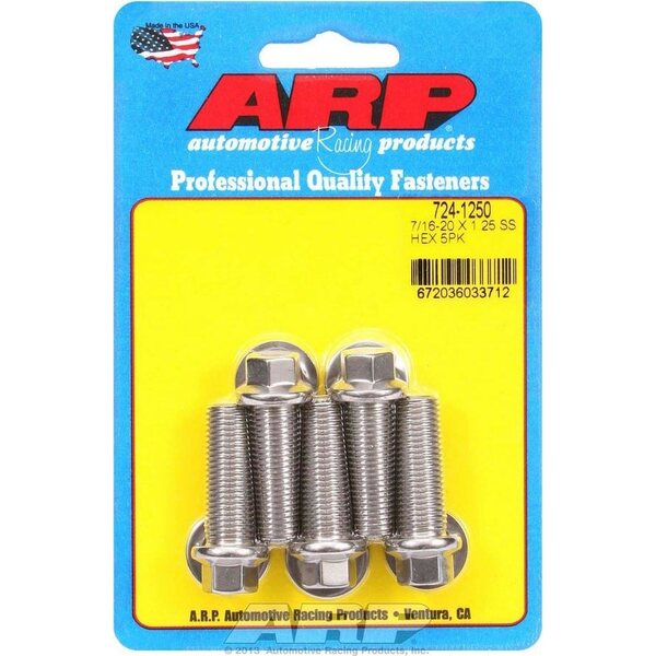 ARP - 724-1250 - S/S Bolt Kit 6pt 5pk 7/16-20 x 1.250