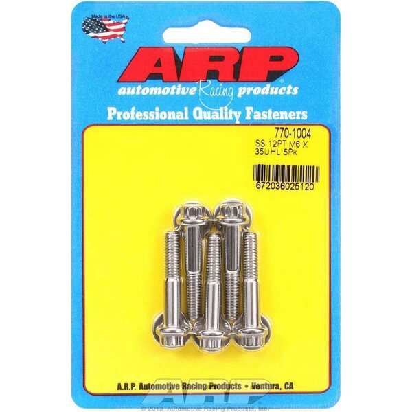 ARP - 770-1004 - S/S Bolt Kit - 12pt. (5) 6mm x 1.00 x 35