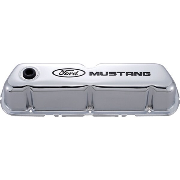 Ford Racing - 302-100 - Chrome Steel Valve Cover Set w/Mustang Logo