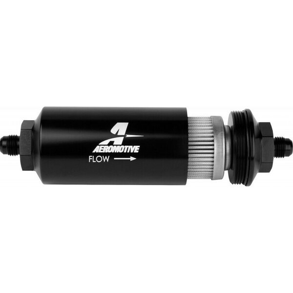 Aeromotive - 12349 - 6an Inline Fuel Filter 100 Micron 2in OD Black