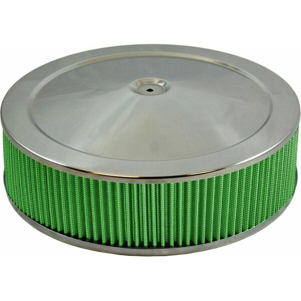 Green Filter - 2344 - Air Cleaner Assembly - 14 in Round - 5 in Tall - 5-1/8 in Carb Flange - Drop Base
