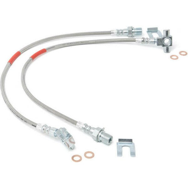 Rough Country - 89340S - Front Extended Stainless Steel Brake Lines for 4
