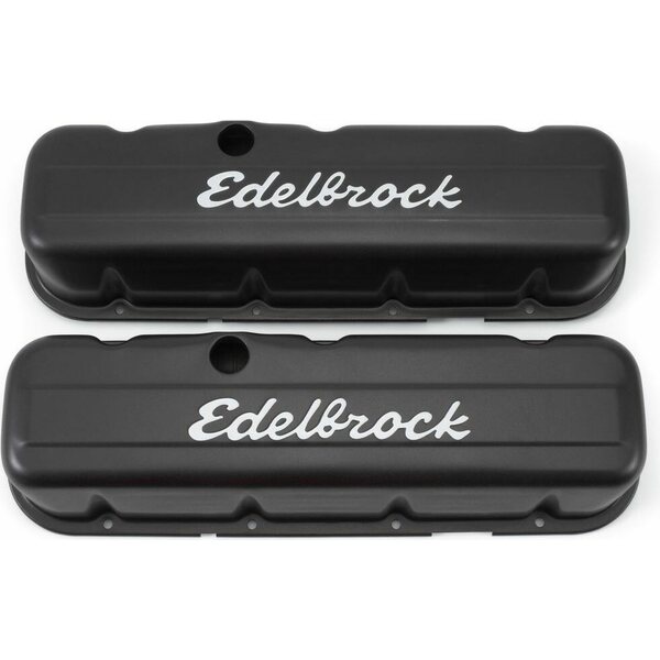 Edelbrock - 4683 - Signature Series Valve Covers - BBC Tall Black