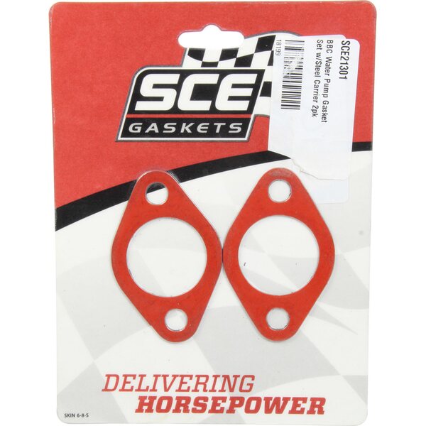 SCE Gaskets - 21301 - BBC Water Pump Gasket Set w/Steel Carrier 2pk