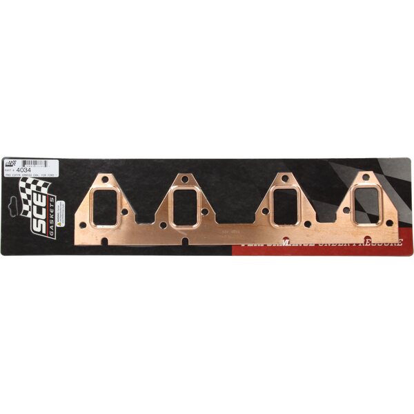 SCE Gaskets - 4034 - Ford FE Copper Exhaust Gasket Set - Pro Copper - 1.400 x 2.060 in Stock Port - Copper - Ford FE-Series