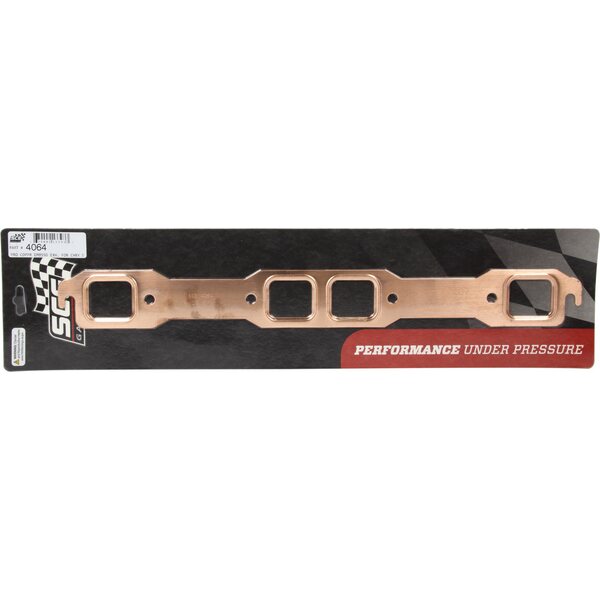 SCE Gaskets - 4064 - 1.7 x 1.500 BB Mopar Copper Embossed Exh Gasket - Pro Copper - 1.500 x 1.700 in Large Port - Copper - Mopar B / RB-Series