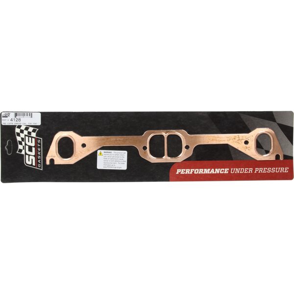 SCE Gaskets - 4128 - Pontiac D-Port Copper Exhaust Gasket Set - Pro Copper - 1.900 in D Port - Copper - Pontiac V8