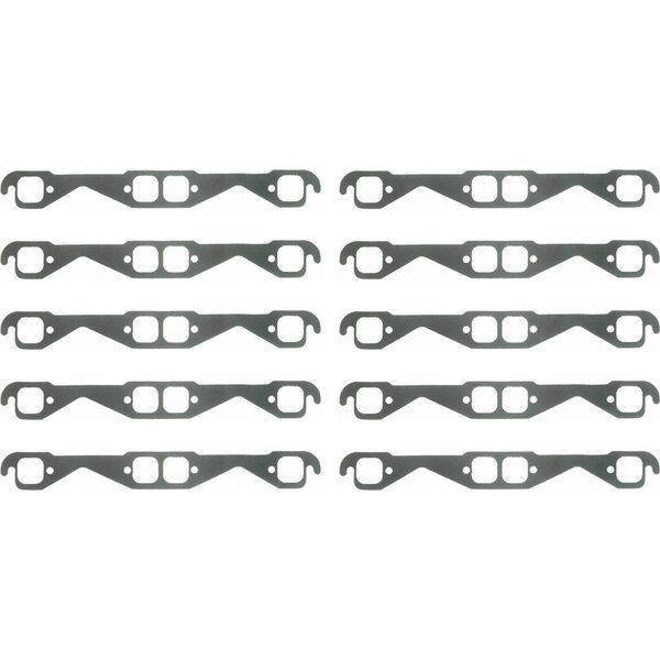 Fel-Pro - FEL1404B - SBC Exhaust Gaskets (10pk) - 1.500 in Square Port - Steel Core Laminate - Small Block Chevy - Set of 10
