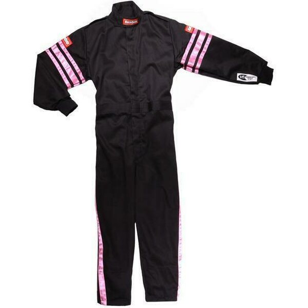 RaceQuip - 1950890RQP - Black Suit Single Layer Kids XX-Small Pink Trim
