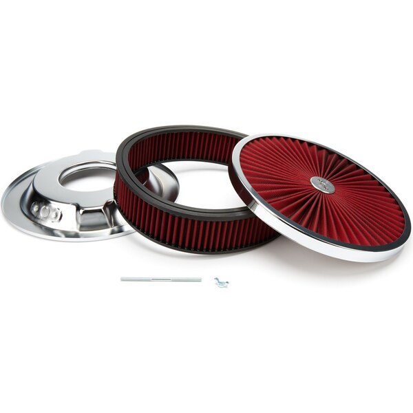 RPC - R2236 - 14in X 3in Super Flow Air Cleaner Chrome/Red