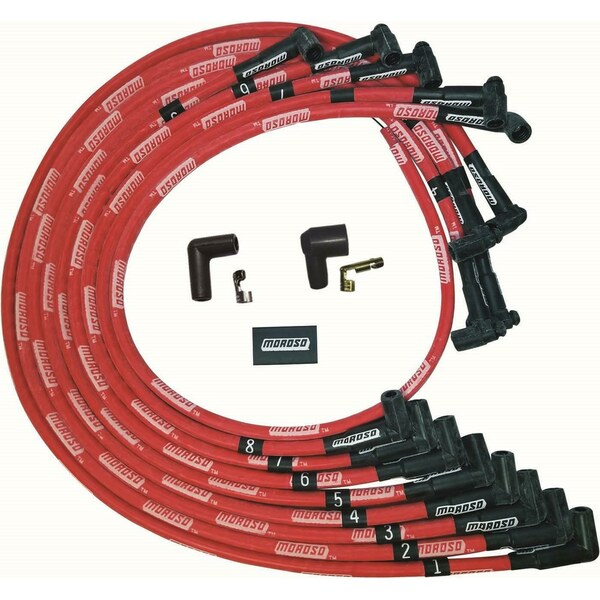 Moroso - 52528 - Ultra Plug Wire Set SBC Under V/C Red