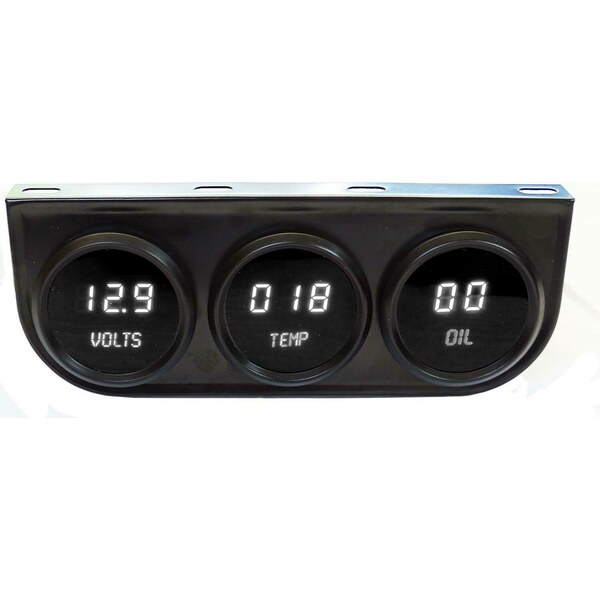 Intellitronix - M9333W - 2-1/16 LED Digital Panel 3-Gauge  - Black Finish