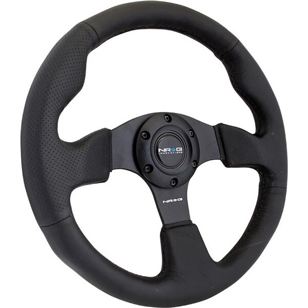 NRG Innovation - RST-012R - Steering Wheel 320mm Flt Bottom Black Leather