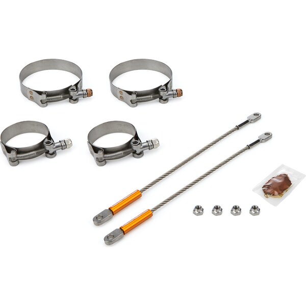 Drag Race Solutions - 0010-2125-3500 - 10in Premium Tether Set 2.125 Pri/3.500 Clamp