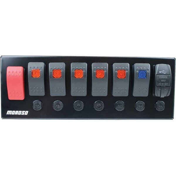 Moroso - 74196 - Switch Panel Rocker LED w/USB & Breaker