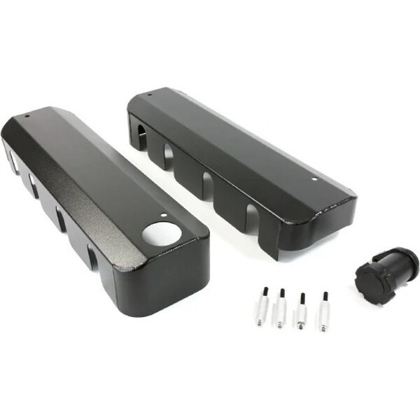 Top Street Performance - JM8081-7BK - Black Fab Aluminum LS Coil Covers