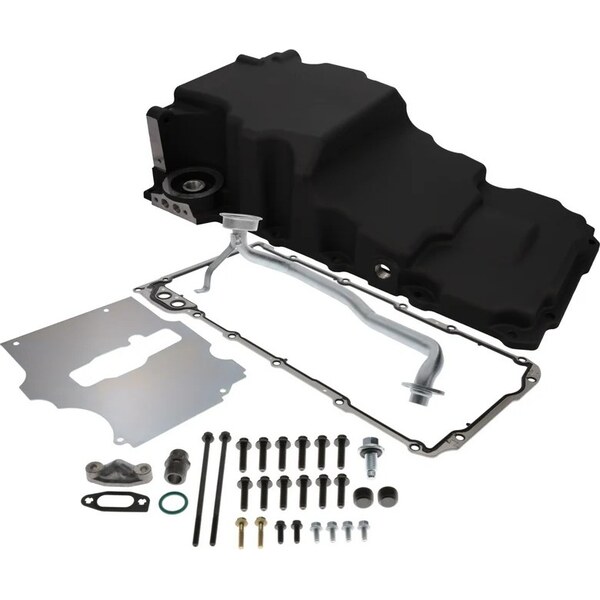 Top Street Performance - 81075BK - LS Low Profile Retrofit Black Oil Pan