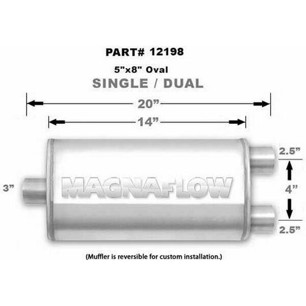 Magnaflow - 12198 - Stainless Muffler 3in Inlet/Dual 2.5in Out