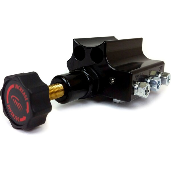 Baer Brakes - 2000057LP - Proportioning Valve - Remaster - 3/8-24 in Inverted Flare Inlet - 3/8-24 in Inverted Flare Outlet - Adjustable 100-3000 psi - Knob Type - Aluminum - Black Anodized