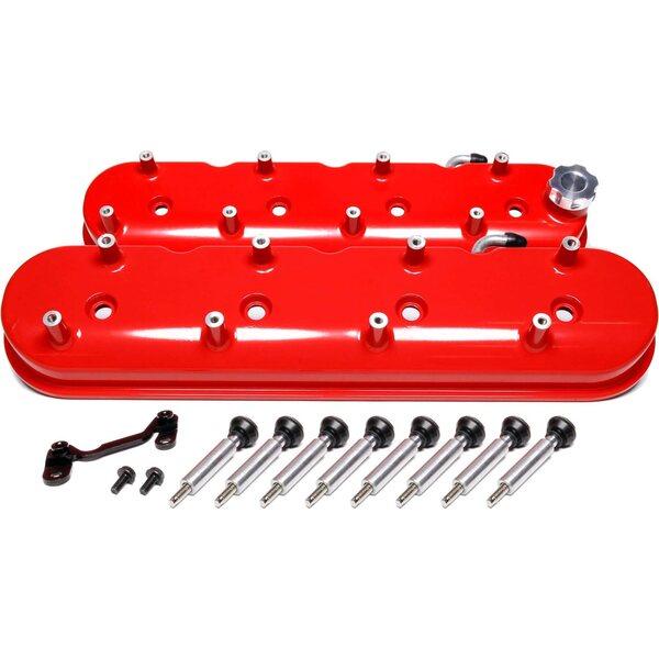 Holley - 241-113 - GM LS Tall Valve Cover Set - Gloss Red