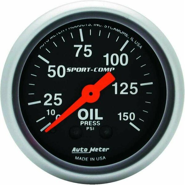 AutoMeter - 3323 - Sport Comp 2 1/16in Oil 0-150 PSI Mech.