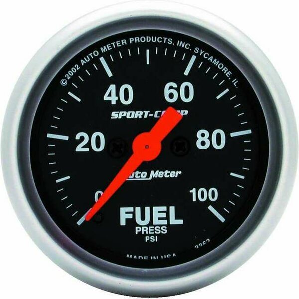 AutoMeter - 3363 - Sport Comp 2 1/16in Fuel 0-100 PSI Elec.