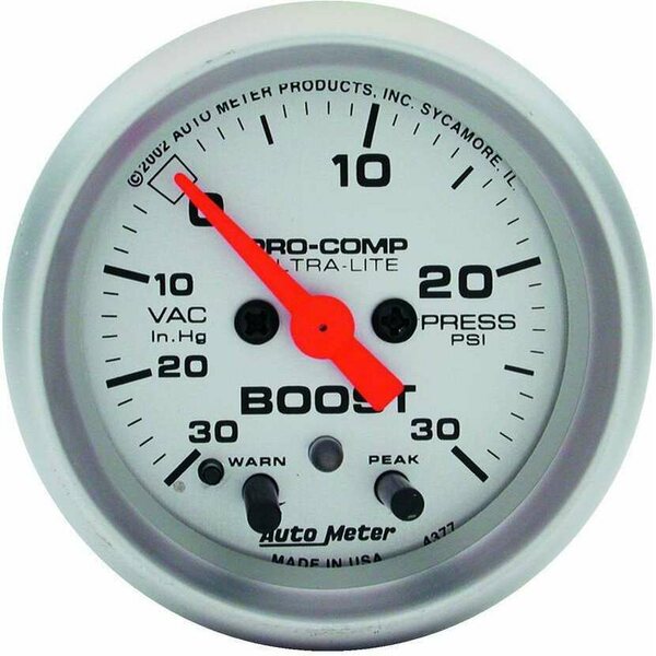 AutoMeter - 4376 - 2-1/16in U/L Boost/Vac. Gauge 30in/15psi