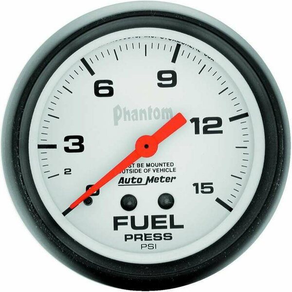 AutoMeter - 5810 - 2-5/8in Phantom Fuel Press. Gauge 0-15psi