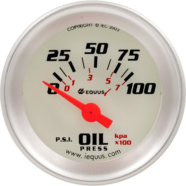 EQUUS - E8164 - 1-1/2 Dia Oil Pressure Gauge Silver  0-100psi