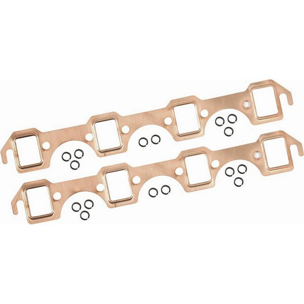 Mr. Gasket - 7160 - Copperseal Exh Gasket SB Ford - Copperseal - 1.120 x 1.480 in Rectangle Port - Copper - Small Block Ford