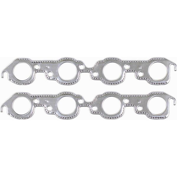 Mr. Gasket - 7407G - Alum BBC Exhaust Gasket Round Port - 1.920 in Round Port - Multi-Layered Aluminum - Big Block Chevy