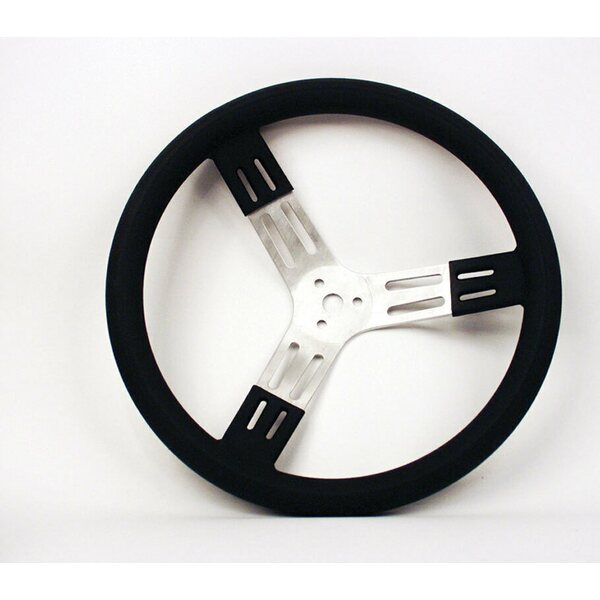 Longacre - 52-56801 - 15in Steering Wheel Blk Alum Smooth Grip