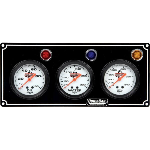 QuickCar - 61-6711 - 3 Gauge Panel  OP/WT/OT Black