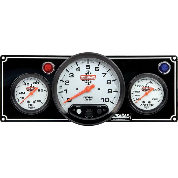 QuickCar - 61-6731 - 2-1 Gauge Panel OP/WT w/ 5in Tach Black