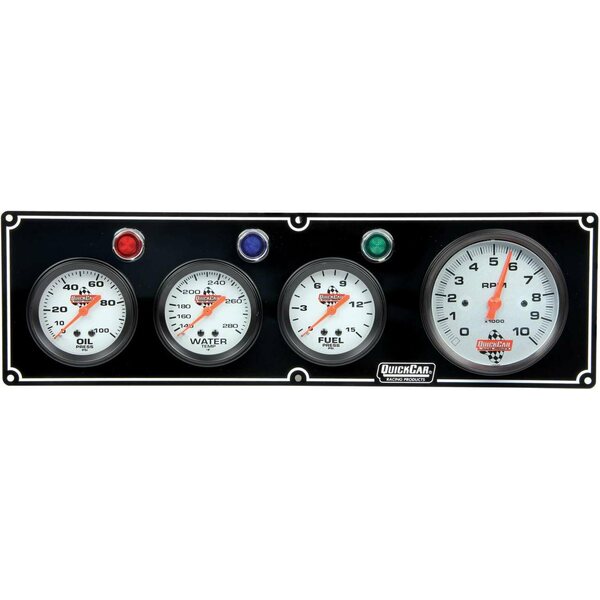 QuickCar - 61-67423 - 3-1 Gauge Panel OP/WT/FP w/3-3/8in Tach Black