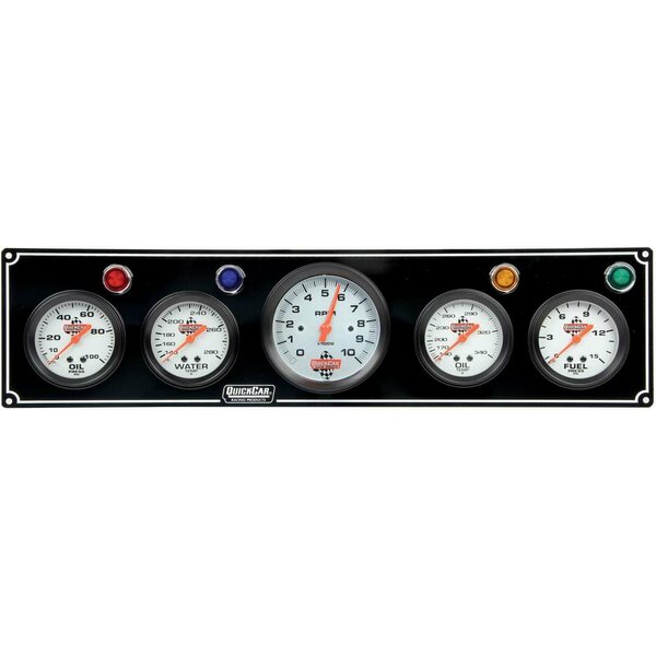 QuickCar - 61-67513 - 3-1 Gauge Panel OP/WT/OP /FP w/3-3/8in Tach Black