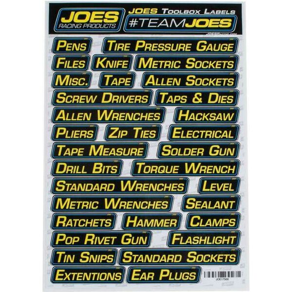 JOES Racing Products - 17500 - Labels Toolbox