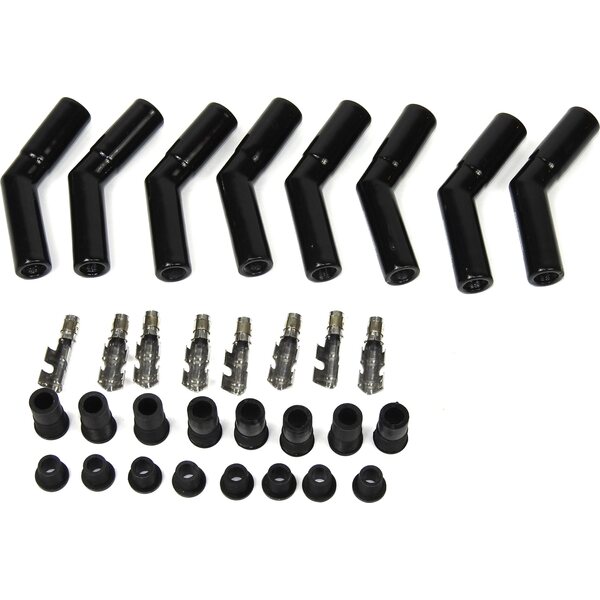 Pertronix Ignition - 8563HT-8 - Ceramic Spark Plug Boot Kit 45-Deg 8pk Black