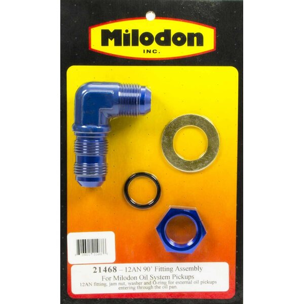 Milodon - 21468 - Oil Pick-Up Fitting Mopar 12an 90 Degree