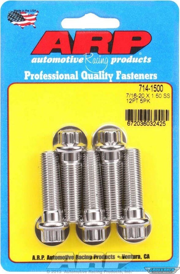 ARP Bolt Kit - SS 12pt 5pk 7/16-20 x 1.500 ARP Bolt Kit - SS 12pt 5pk 7/16-20 x 1.500